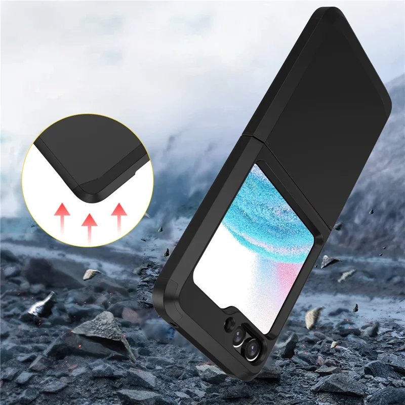 For Samsung Galaxy Z Flip5 5G Folding Case Hinge Protection PC+TPU Phone Cover - Black