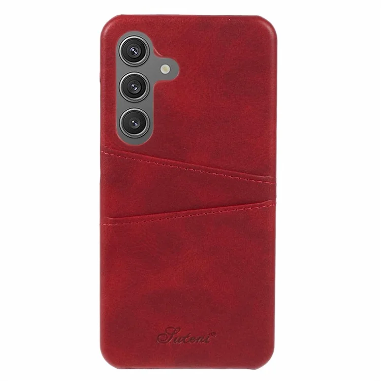 Suteni Para Samsung Galaxy S24+ Case de Textura de Ternero PU Cubierta de Teléfono Celular Recubierto de Cuero - Rojo