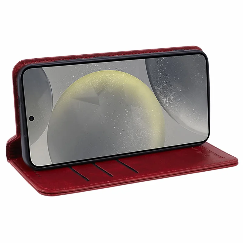 SUTENI For Samsung Galaxy S24 Mobile Phone Case PU Leather Foldable Stand Wallet Cover - Red