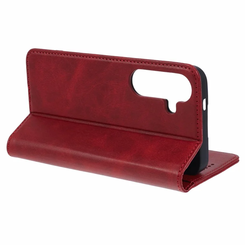 SUTENI For Samsung Galaxy S24 Mobile Phone Case PU Leather Foldable Stand Wallet Cover - Red