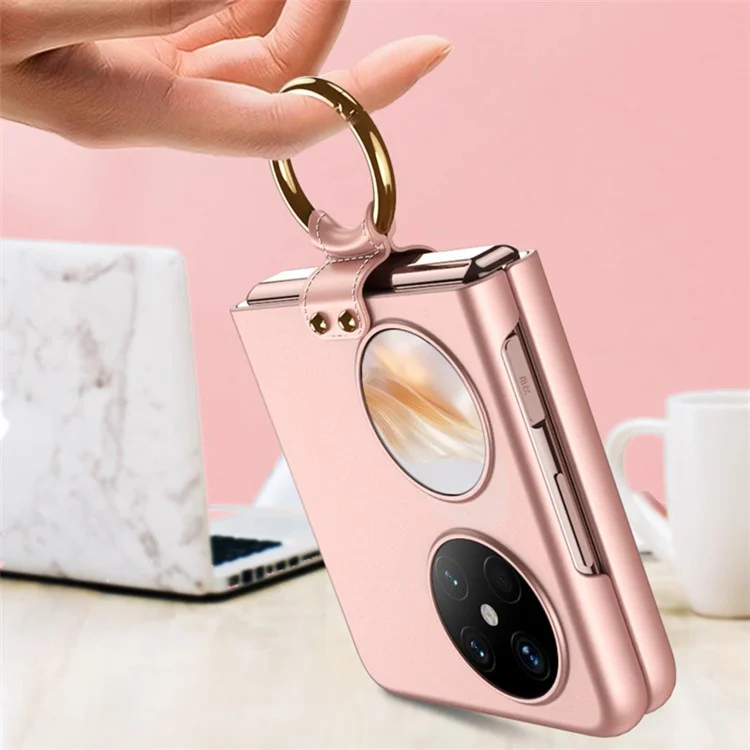GKK For Huawei Pocket 2 Case Ring Holder Kickstand Ultra Thin Hard PC Folding Phone Cover - Pink