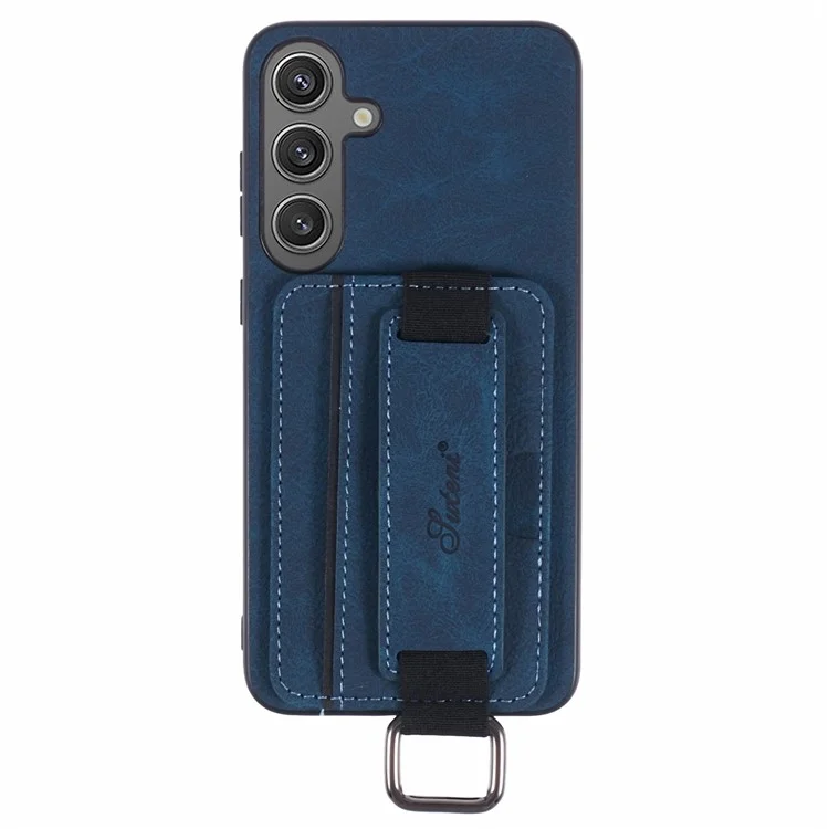 Suteni H13 Для Samsung Galaxy S24+ Держатель Карты Case Case Litchi Texture Phone Cope с Kickstand - Синий