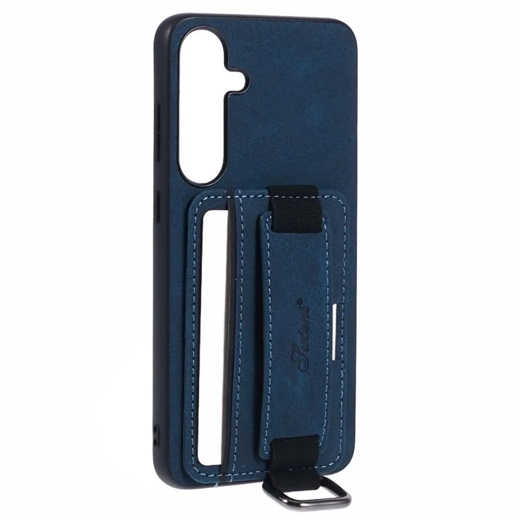 Étui de protection SUTENI H13 pour Samsung Galaxy S24+ avec porte-cartes - Texture de cuir en grain de peau de litchi, avec support - Bleu