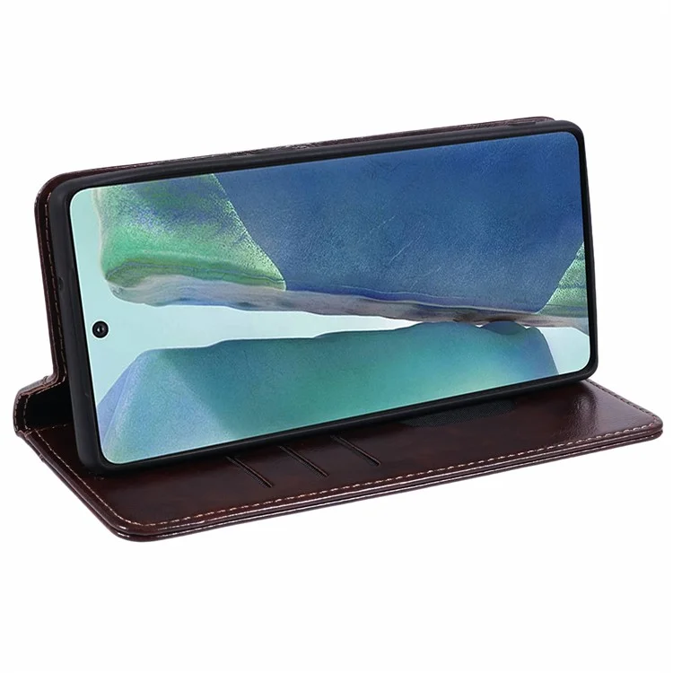 SUTENI per Samsung Galaxy Note20 / Note20 5G Custodia in pelle PU Copertura Stand Wallet Phone Shell - Marrone