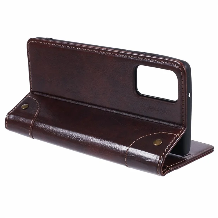 SUTENI For Samsung Galaxy Note20 / Note20 5G Case PU Leather Cover Stand Wallet Phone Shell - Brown