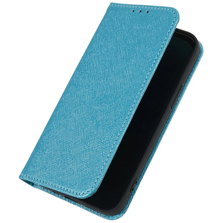 For Honor Magic6 5G Case Cross Texture Leather Wallet Cover Magnetic Closing - Sky Blue