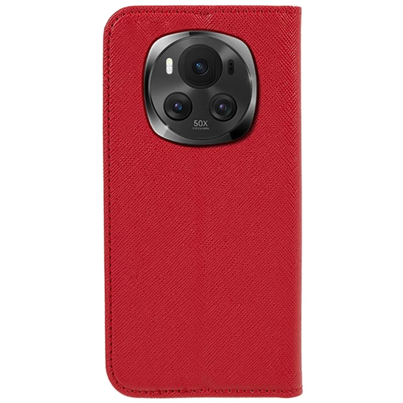 For Honor Magic6 5G Case Cross Texture Leather Wallet Cover Magnetic Closing - Red