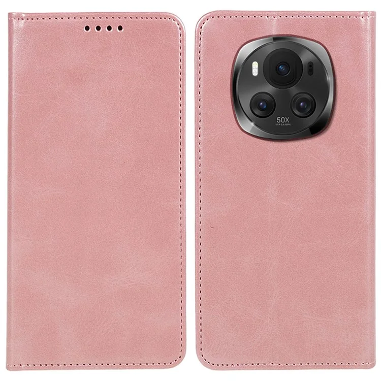 For Honor Magic6 5G Funda Calf Texture PU Leather Wallet Flip Phone Cover - Rose Gold