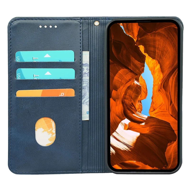 For Honor Magic6 Pro 5G Case Wallet Stand PU Leather Magnetic Closing Phone Cover - Blue