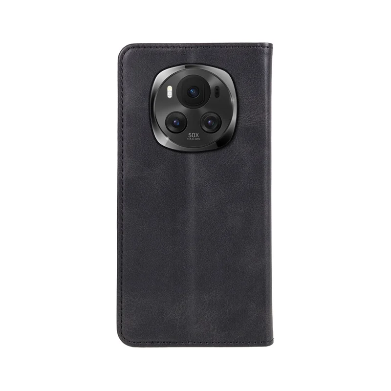 For Honor Magic6 Pro 5G Case Wallet Stand PU Leather Magnetic Closing Phone Cover - Black