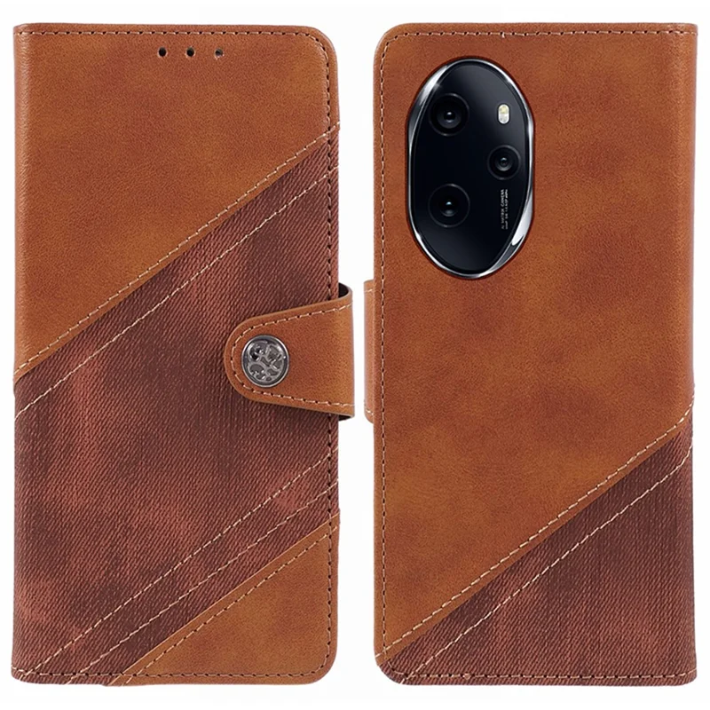 For Honor 100 Pro 5G Case Stand Wallet Folio Flip Leather Phone Cover Crazy Horse Texture - Brown