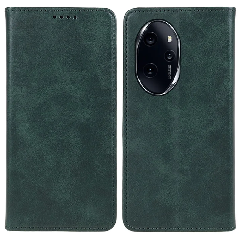 For Honor 100 Pro 5G Case Calf Texture Magnetic Closing Leather Phone Wallet Cover - Green