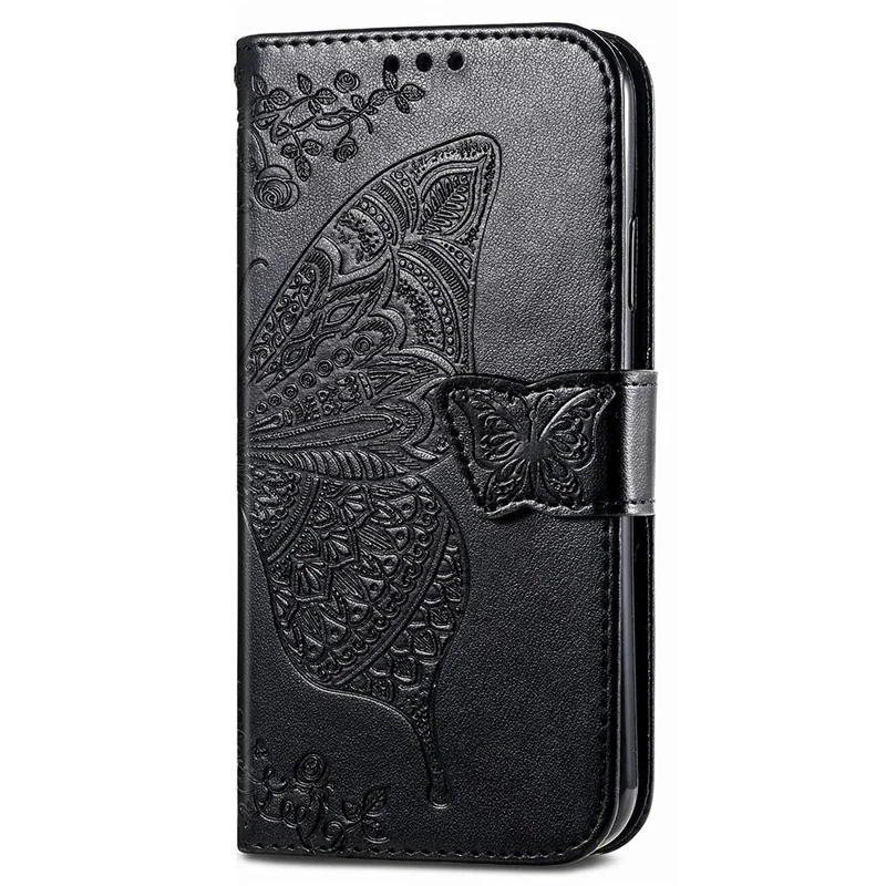 For Oppo Reno10 Pro 5G (Global) Case Wallet Leather Phone Cover Butterfly Flower Pattern - Black