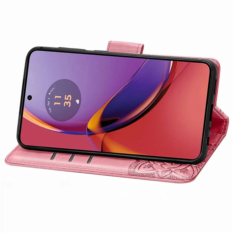 For Motorola Moto G84 5G Case Butterfly Imprinted Leather Wallet Phone Cover with Stand - Pink