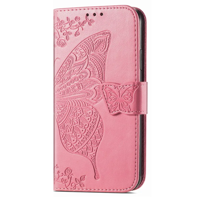 For Motorola Moto G84 5G Case Butterfly Imprinted Leather Wallet Phone Cover with Stand - Pink