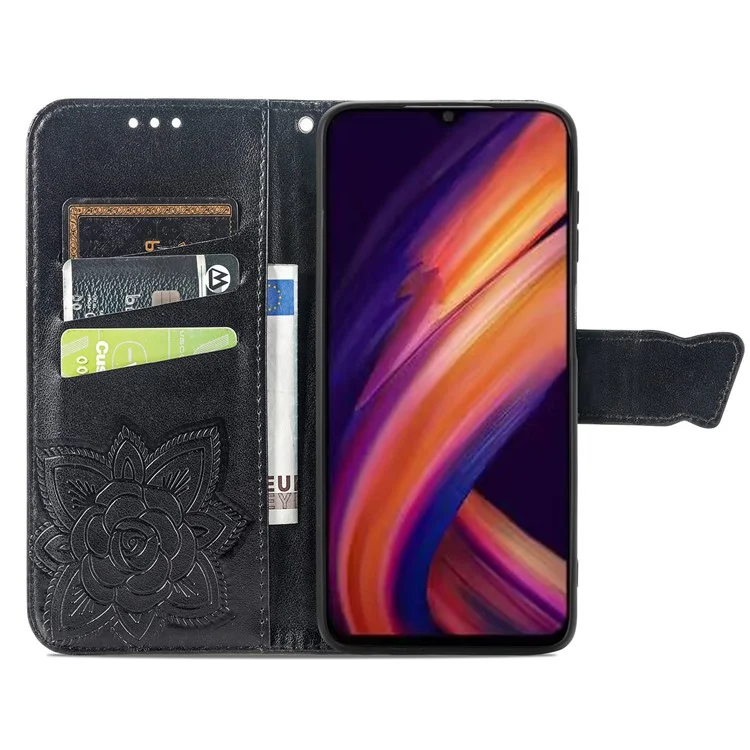 Para Samsung Galaxy A55 5G Funda de teléfono celular Funda de cuero con estampado de mariposa - Negro