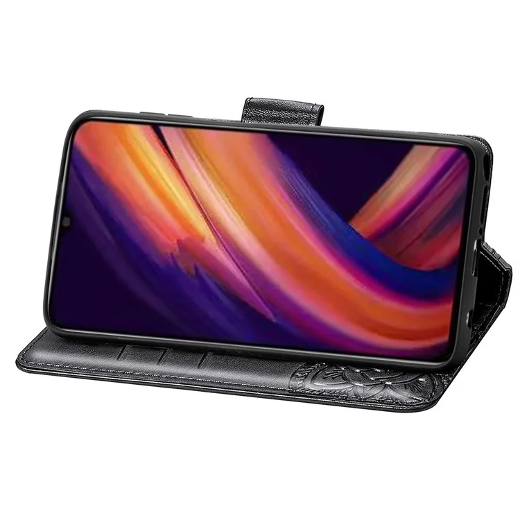 Para Samsung Galaxy A55 5G Funda de teléfono celular Funda de cuero con estampado de mariposa - Negro