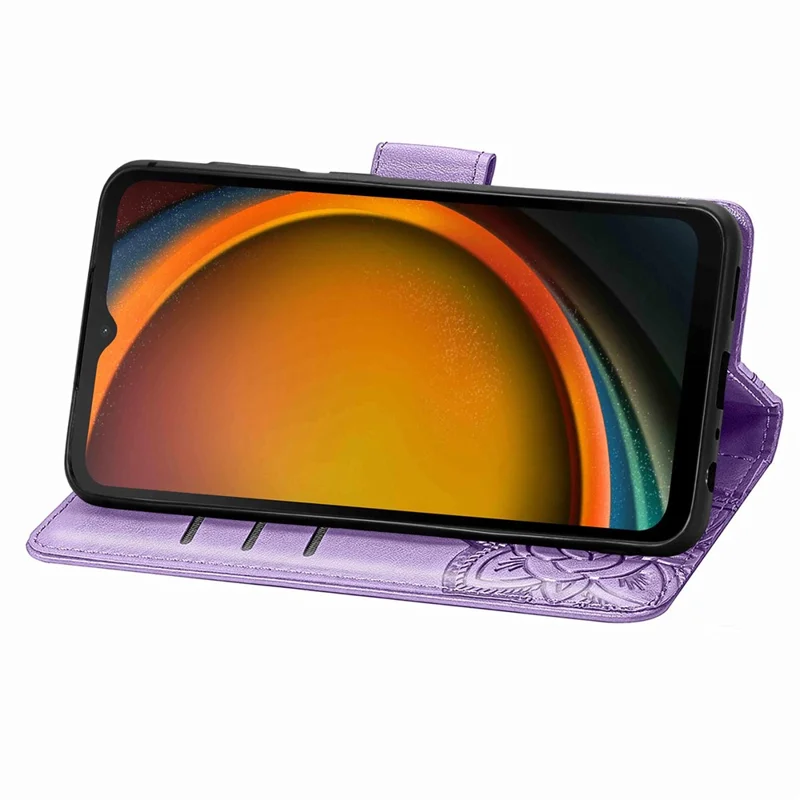 For Samsung Galaxy Xcover7 Magnetic Case Leather Butterfly Imprinted Phone Cover - Light Purple