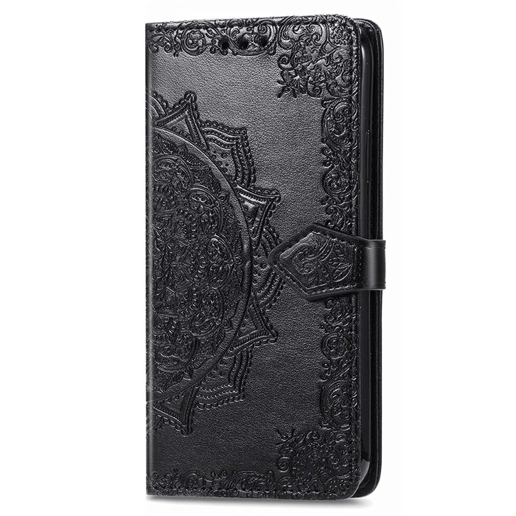 For Xiaomi Redmi Note 13 5G Case 3 Card Slots Mandala PU Leather Wallet Phone Cover - Black