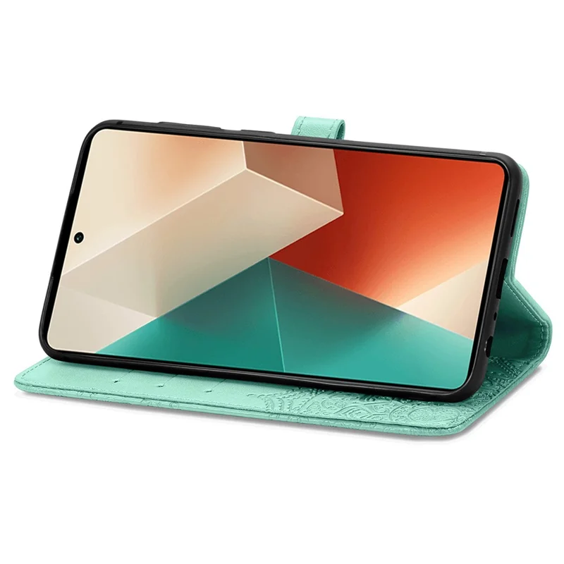 For Xiaomi Redmi Note 13 5G Case 3 Card Slots Mandala PU Leather Wallet Phone Cover - Green