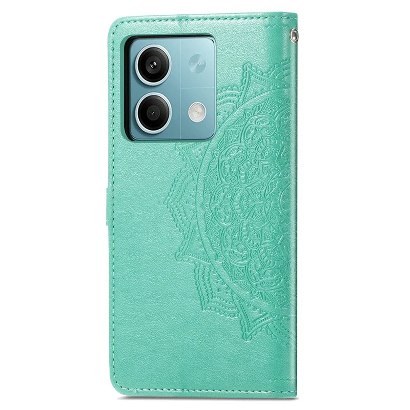 For Xiaomi Redmi Note 13 5G Case 3 Card Slots Mandala PU Leather Wallet Phone Cover - Green