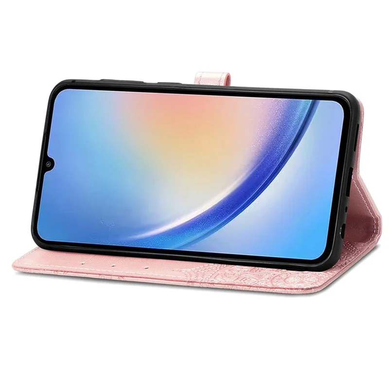 For Samsung Galaxy A55 5G Cell Phone Case Magnetic Embossed Mandala Floral Shell - Rose Gold