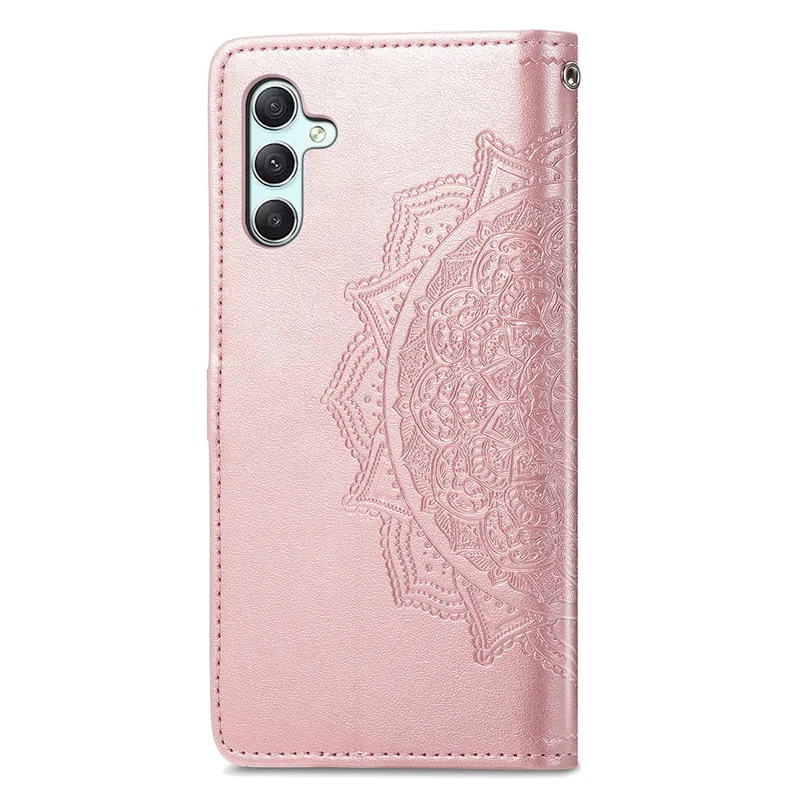 For Samsung Galaxy A55 5G Cell Phone Case Magnetic Embossed Mandala Floral Shell - Rose Gold