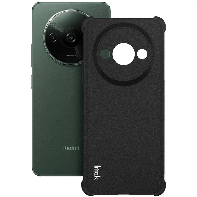 IMAK Для Xiaomi Redmi A3 4G / Poco C61 4G TPU Чехол Матовый Телефонный Чехол Защита Угловых Подушек - Черный