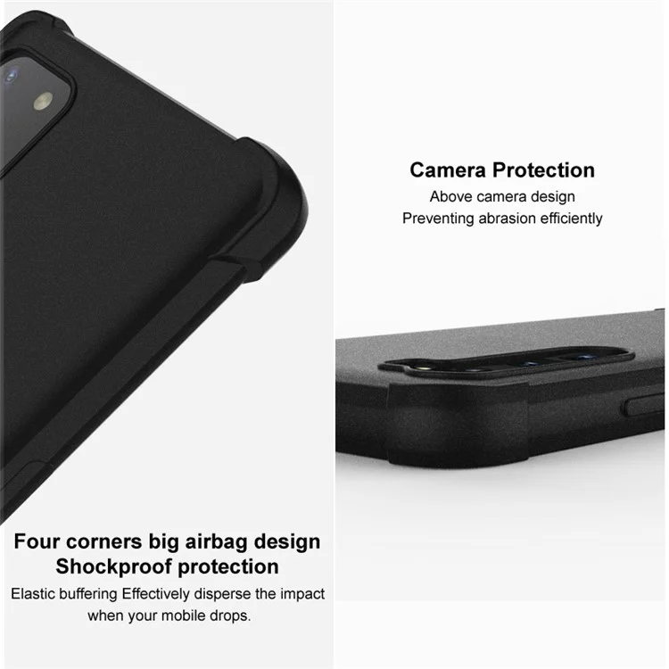 IMAK Для Xiaomi Redmi A3 4G / Poco C61 4G TPU Чехол Матовый Телефонный Чехол Защита Угловых Подушек - Черный