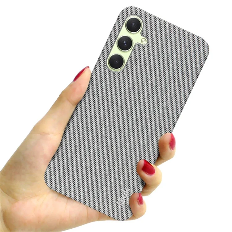 IMAK Série Ruiyi para Samsung Galaxy A35 5G Case Couro+PC Capa de Telefone Textura de Tecido - Cinza Claro 