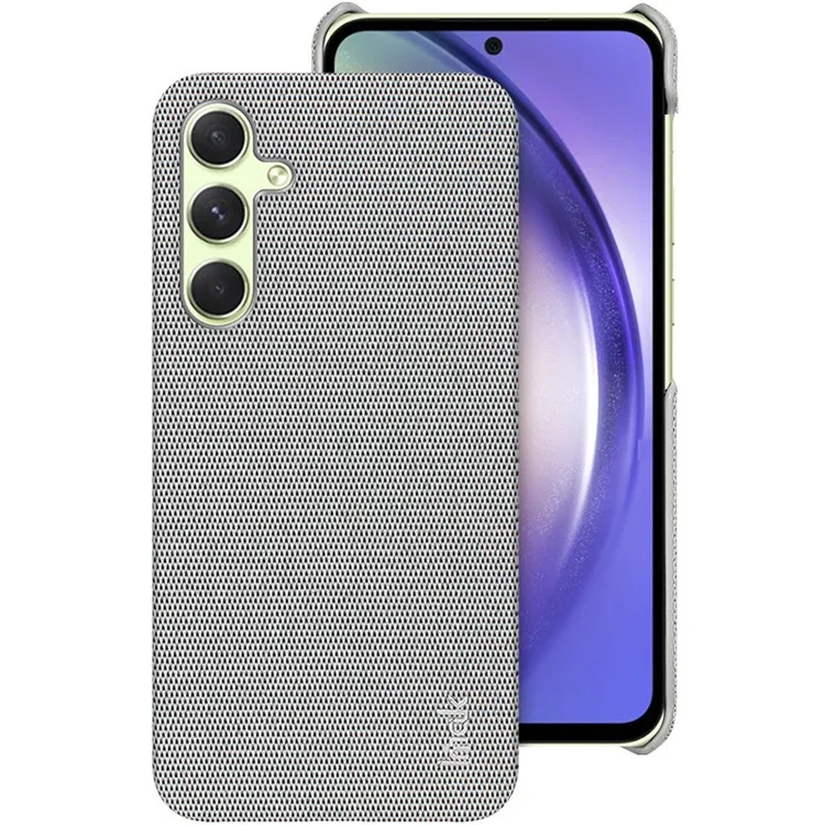IMAK Ruiyi Series per Samsung Galaxy A55 5G Custodia Texture Tessuto in Pelle+PC Cover per Telefono - Grigio Chiaro