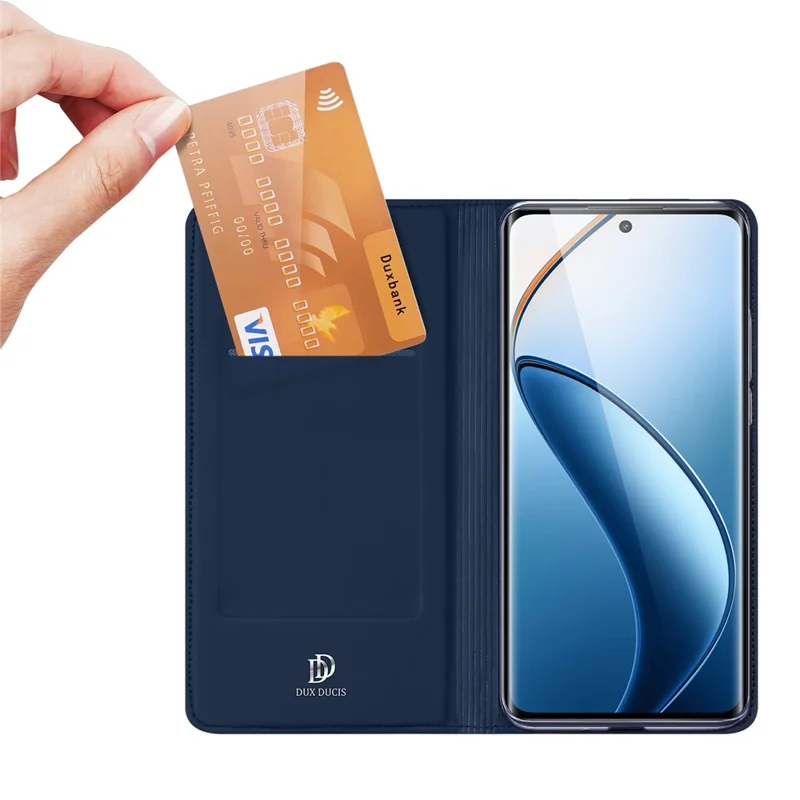 Dux Ducis Skin Pro Series Pour Realme 12 Pro 5G / 12 Étui en Cuir Pro + 5G Avec Emplacement Pour Carte de Support - Bleu