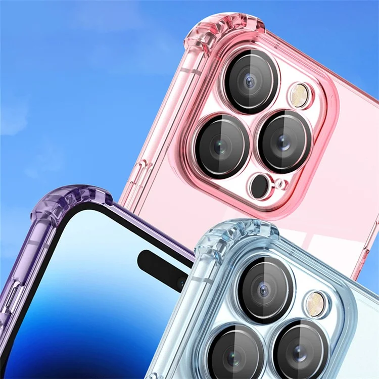 Für iPhone 14 Pro Case TPU Stoßabsorbierende Handyhülle mit PVC-Linsenfilm - Transparentes Schwarz