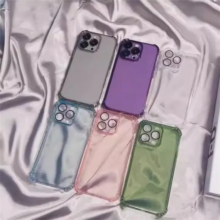 Für iPhone 14 Pro Case TPU Stoßabsorbierende Handyhülle mit PVC-Linsenfilm - Transparentes Schwarz