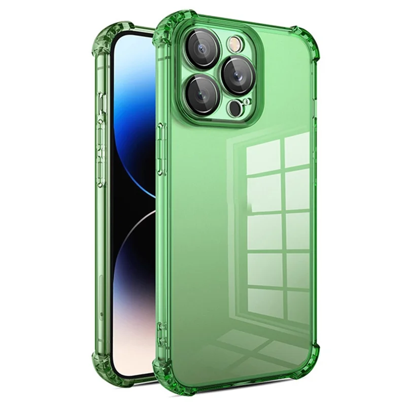 For iPhone 14 Pro Case TPU Shock-Absorption Phone Cover with PVC Lens Film - Green