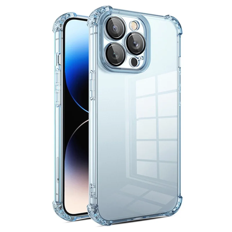 For iPhone 14 Pro Case TPU Shock-Absorption Phone Cover with PVC Lens Film - Blue