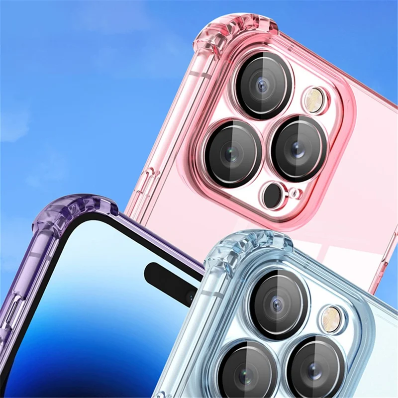 For iPhone 14 Pro Case TPU Shock-Absorption Phone Cover with PVC Lens Film - Blue