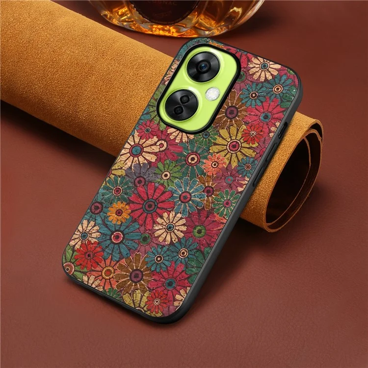 For OnePlus Nord CE 3 Lite 5G / Nord N30 5G Case Flower Pattern PU Leather Coating Phone Back Cover - Spring / Green