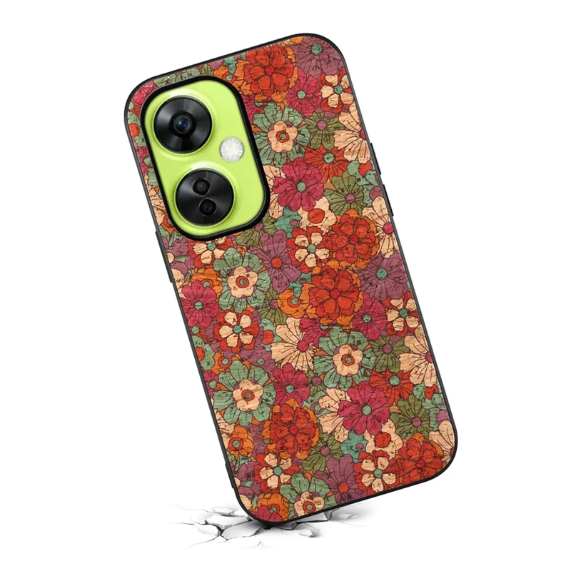 For OnePlus Nord CE 3 Lite 5G / Nord N30 5G Case Flower Pattern PU Leather Coating Phone Back Cover - Summer / Red