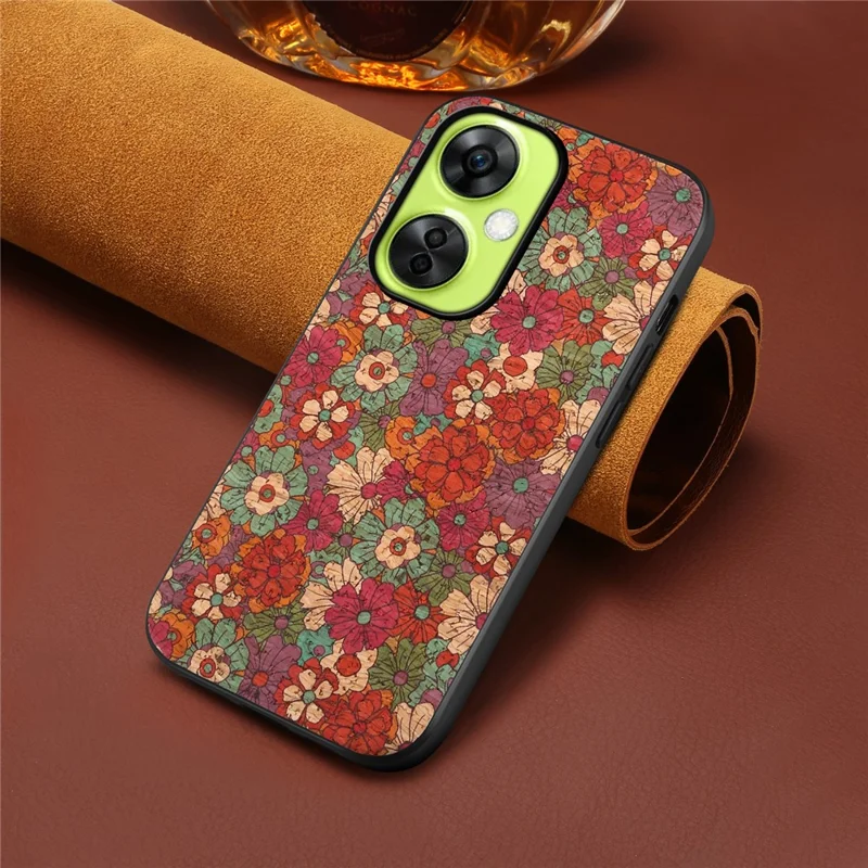 For OnePlus Nord CE 3 Lite 5G / Nord N30 5G Case Flower Pattern PU Leather Coating Phone Back Cover - Summer / Red