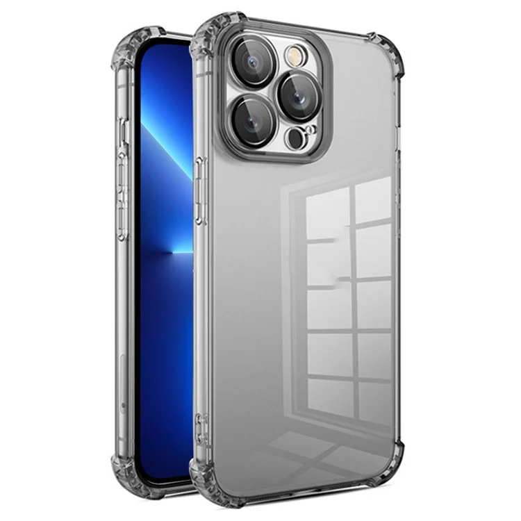 Funda Para iPhone 13 Pro Caso TPU Anti-Arañazos Cubierta de Teléfono con Película de Lente PVC - Negro Transparente