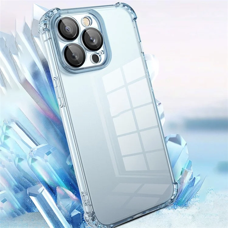 Funda Para iPhone 13 Pro Caso TPU Anti-Arañazos Cubierta de Teléfono con Película de Lente PVC - Negro Transparente
