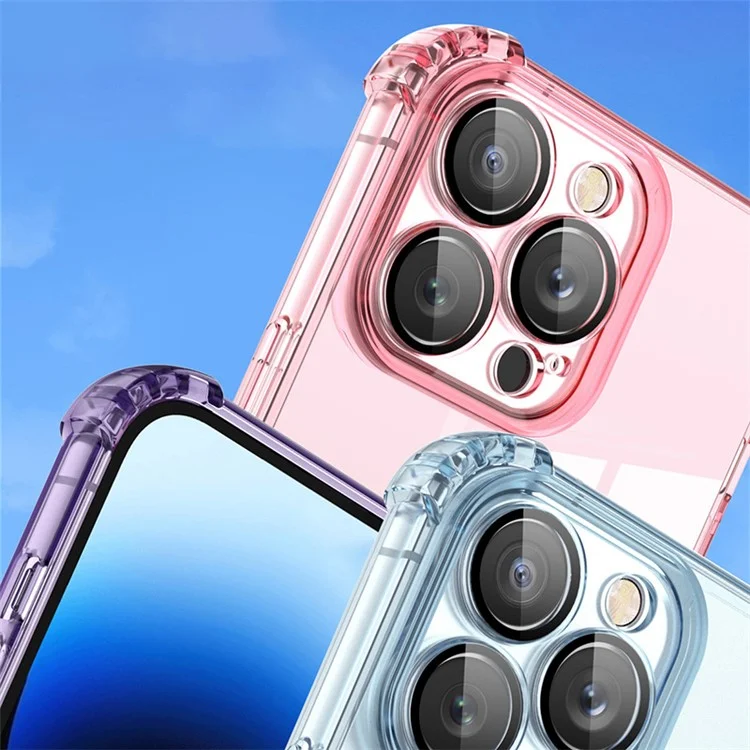 Funda Para iPhone 13 Pro Caso TPU Anti-Arañazos Cubierta de Teléfono con Película de Lente PVC - Negro Transparente