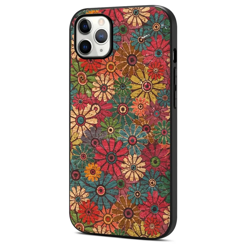 For iPhone 12 / 12 Pro Case Floral Series Drop Protective Leather Back Cover - Spring / Green