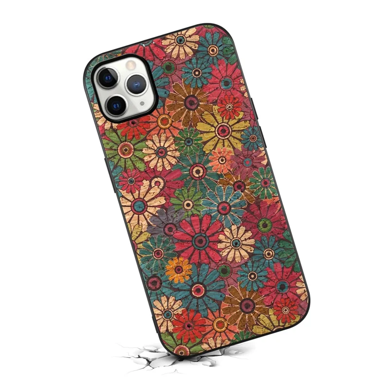 For iPhone 12 / 12 Pro Case Floral Series Drop Protective Leather Back Cover - Spring / Green