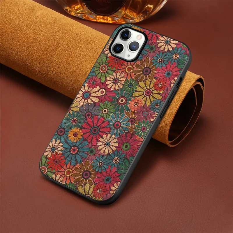 For iPhone 12 / 12 Pro Case Floral Series Drop Protective Leather Back Cover - Spring / Green