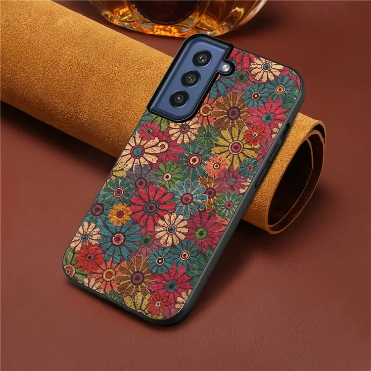 Para Samsung Galaxy S21 FE 5G Carcasa Flores de las Cuatro Estaciones Anti-caídas Funda Protectora de Teléfono - Primavera / Verde