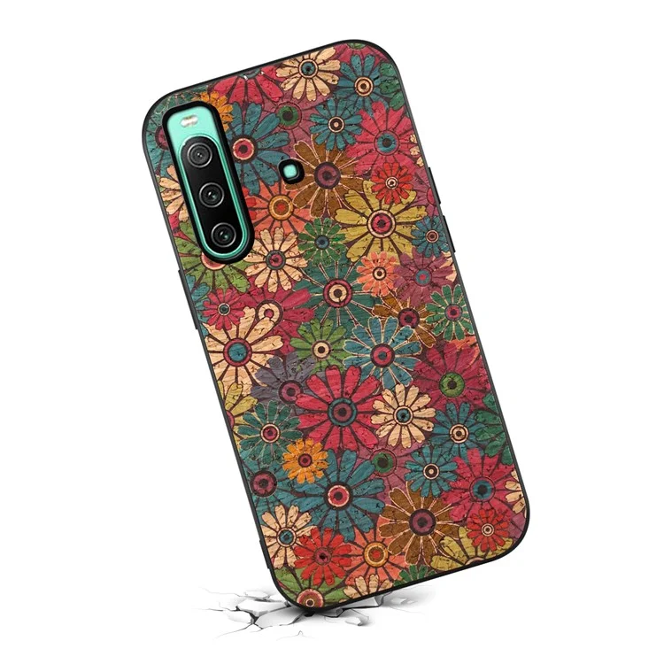 Pour Sony Xperia 10 IV 5G Étui Motif Floral Impression PU+TPU+PC Housse de Protection Téléphone - Printemps / Vert
