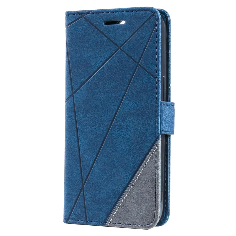 For iPhone 13 Pro Max Case Wallet Phone Leather Cover Lines Imprinted - Blue