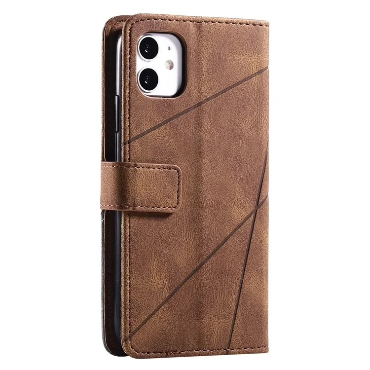 Capa de Couro com Alça para iPhone 11 - Pele e Toque Splice Wallet Phone Cover - Marrom